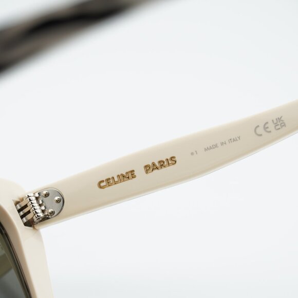 Celine CL40187I 99E Sunglasses White and Black Animal Cat Eye Frame, Grey Lenses